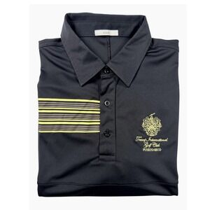 AUR Trump International Golf Club Puerto Rico Polo Mens Large Black Gold Stripe